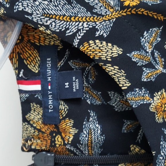 Tommy Hilfiger Blue and Gold A-line Dress with Bishop Sleeves - Picture 2 of 8